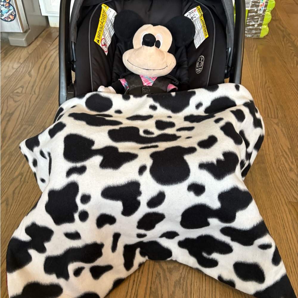 Black and White Cow Print Car seat Blanket